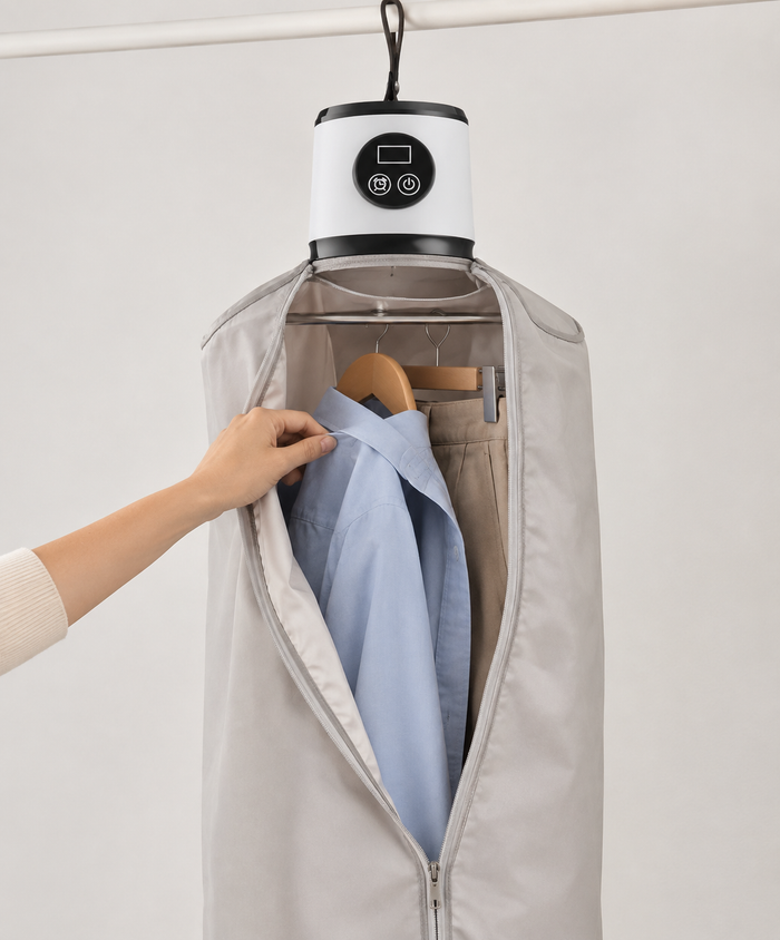 Cuelga la ropa dentro